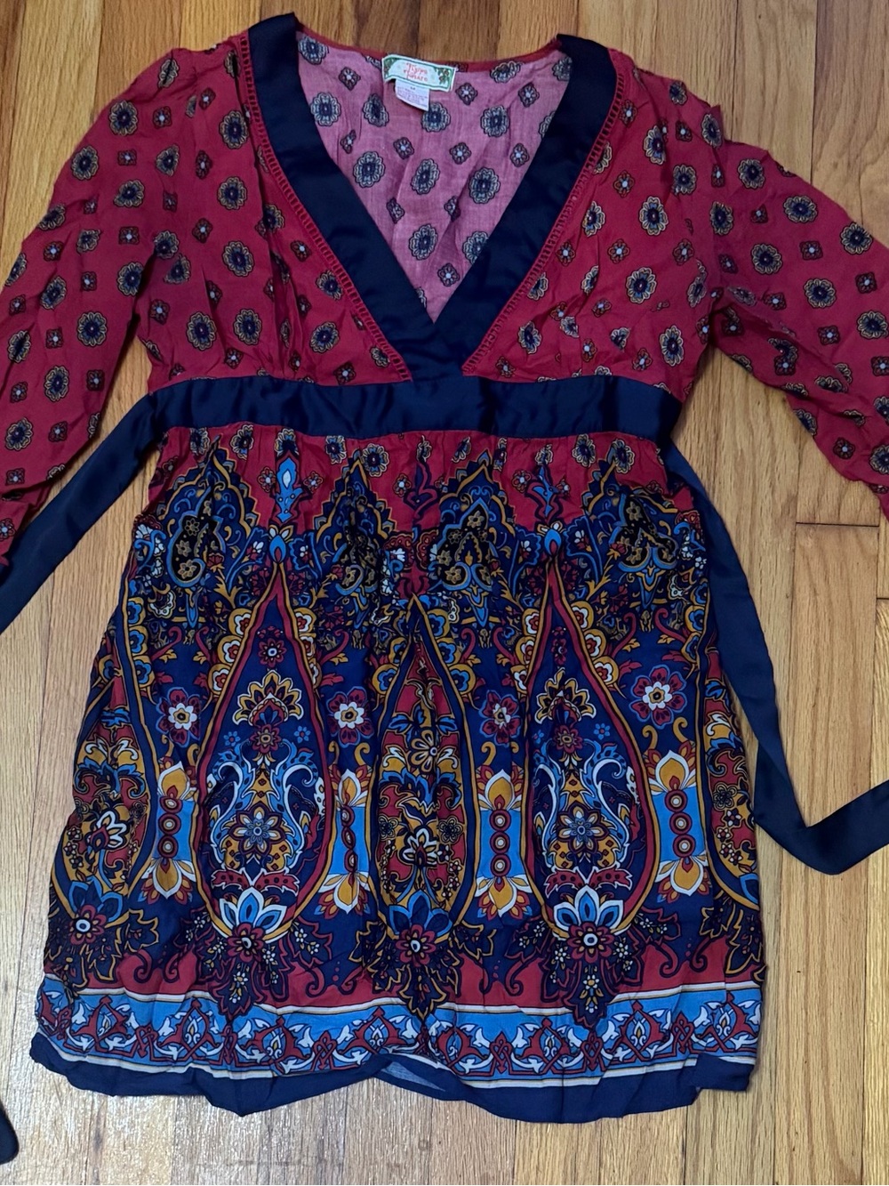 Flying Tomato Red and Navy Paisley-Print Midi Dress